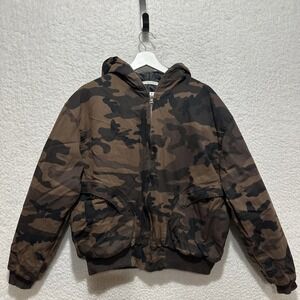 MNML Men's Camo Jacket Size Medium Full Zip Quilted Lined Hooded